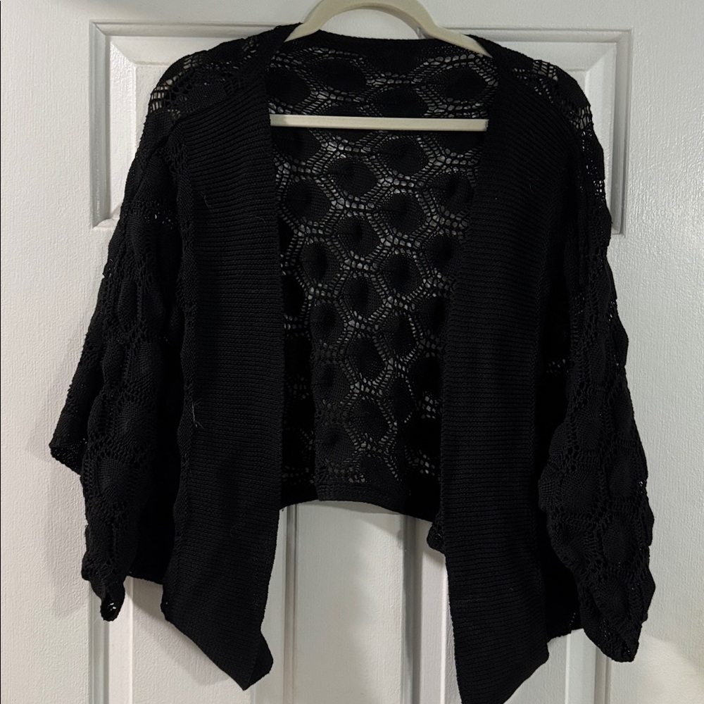 SHEIN Curve Black Crotchet slouchy cardigan.